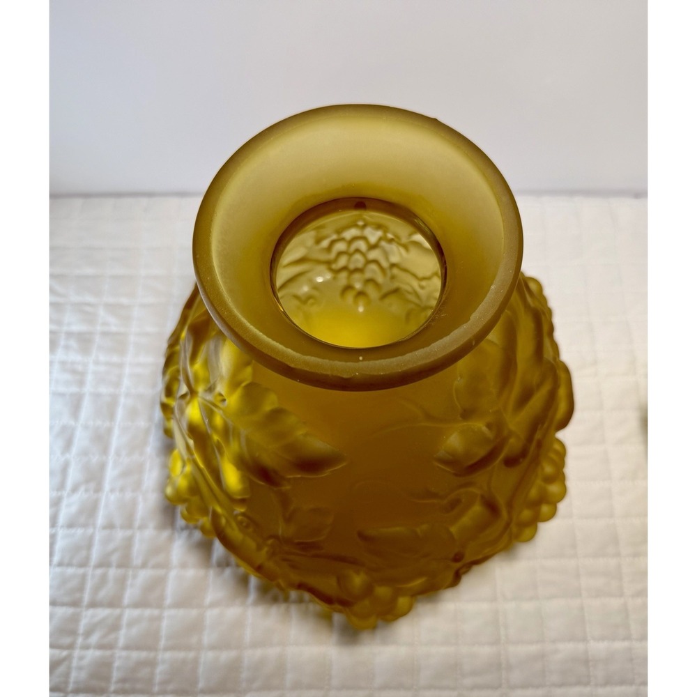 Etaleune Paris France Signed Satin Art Glass Grape Vine Vase Pair Antique - Picture 15 of 16